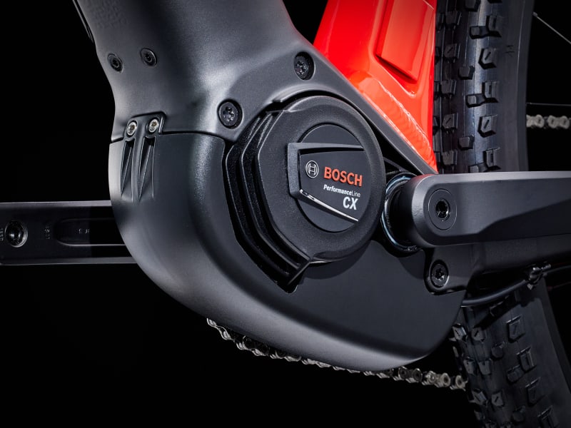 bosch mid-drive motor on a trek Powerfly 4 Gen 4 hardtail ebike