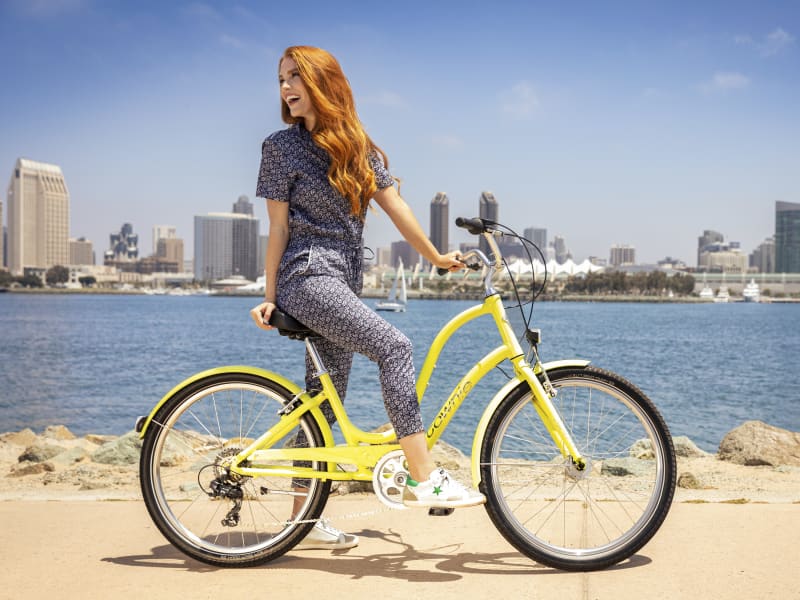 Yellow townie bike top