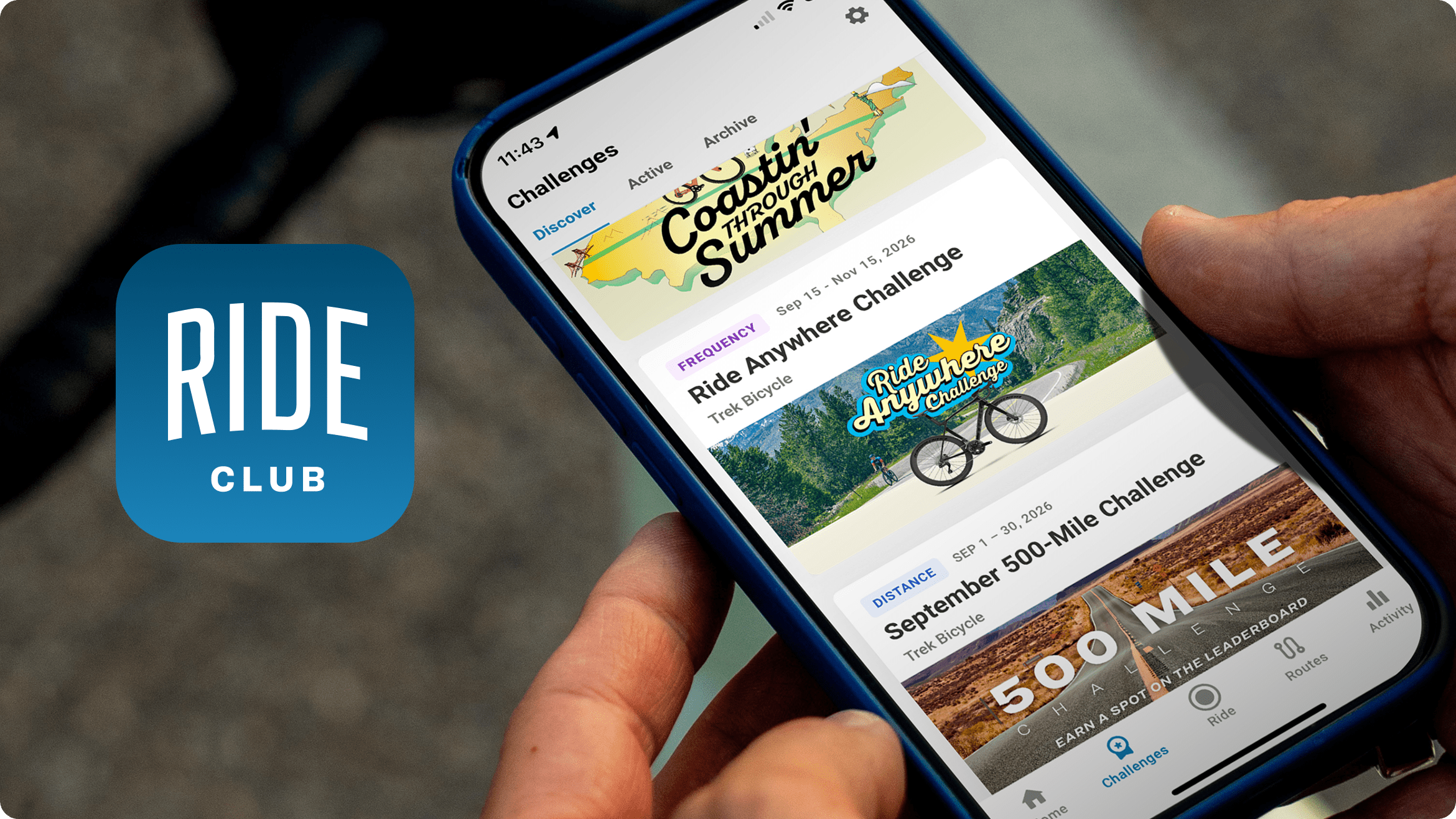 You could win the ultimate $15,000 cycling prize!Get the Ride Club app. Join the Ride Anywhere Challenge. Log one mile.