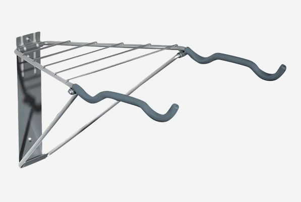 Studio shot of Delta Two Bike Wall Mount Rack with Shelf