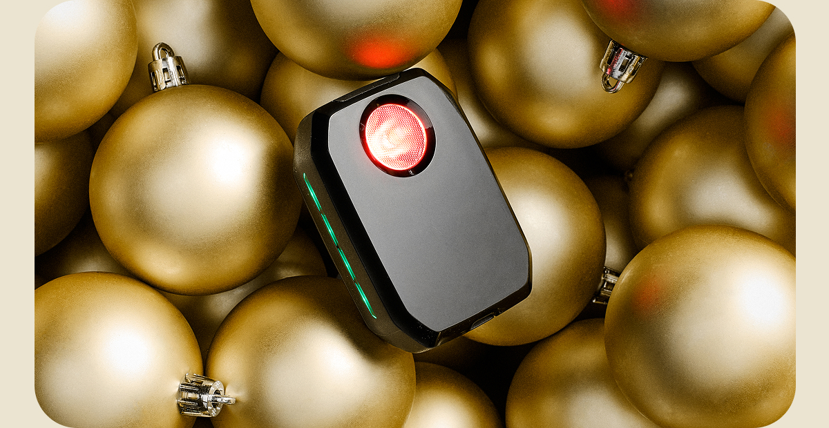 Slideshow of holiday illustrations such as a red holiday hat, white snowflake, green fir tree, and a round red and white striped peppermint