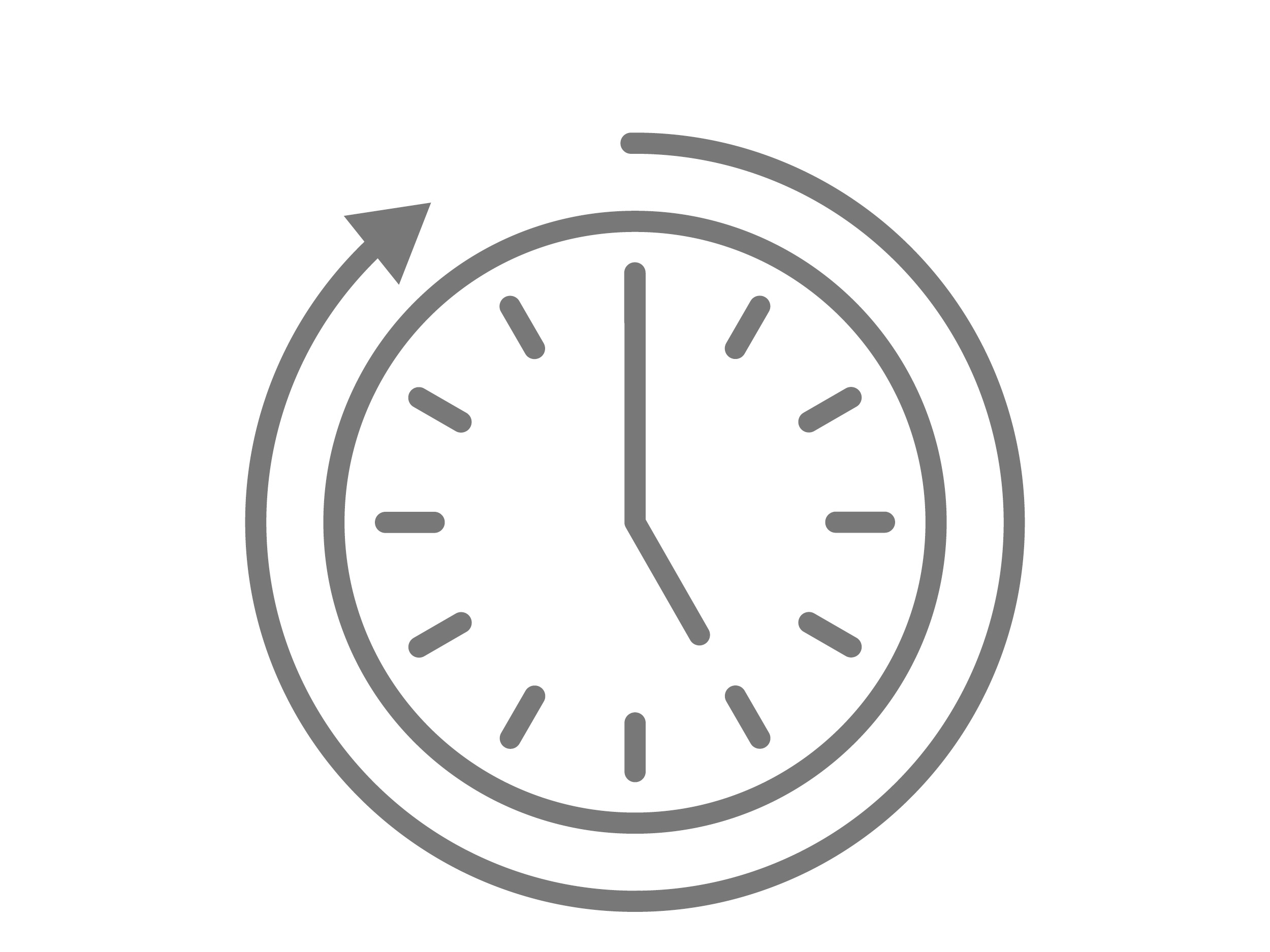 Clock with circular arrow