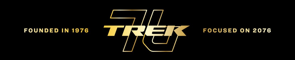 Founded in 1976, focused on 2076 &mdash; Trek 76 gold anniversary logo lockup