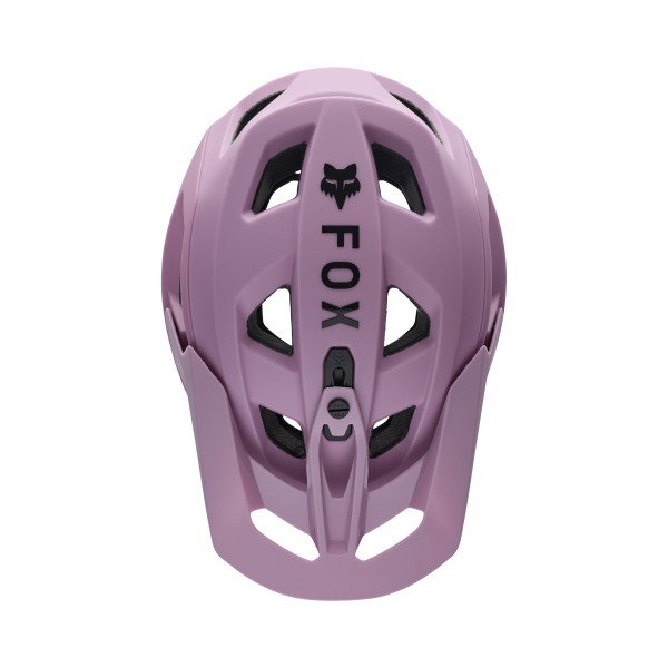 A mauve Fox Racing full-face MTB helmet with large side vents