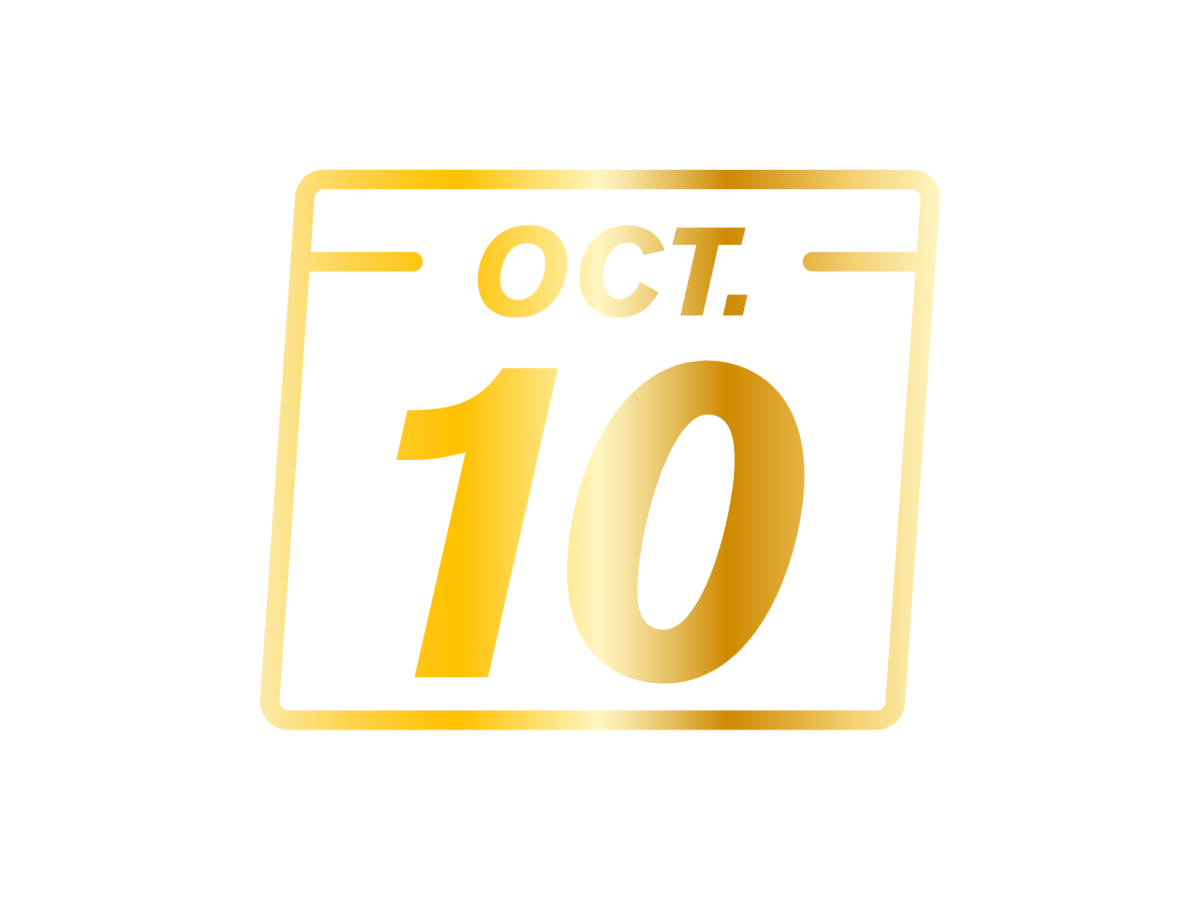 A golden calendar date october 10th