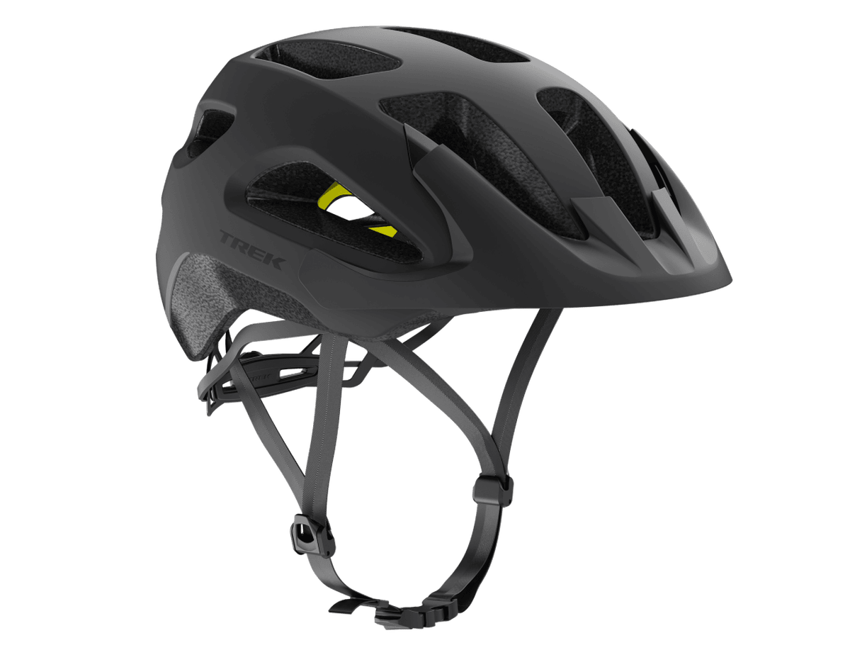 Black Trek Solstice MIPS bike helmet with a yellow MIPS liner