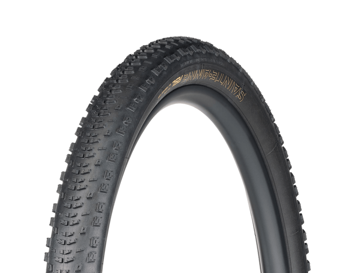 Bontrager Sainte-Anne RSL XR TLR mountain bike tire with gold sidewall lettering