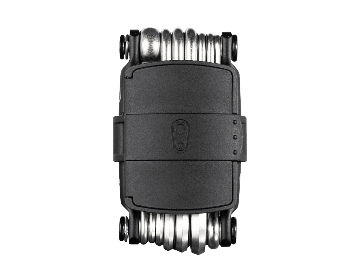 Crankbrothers M20 multi-tool with a black body and folding steel tools