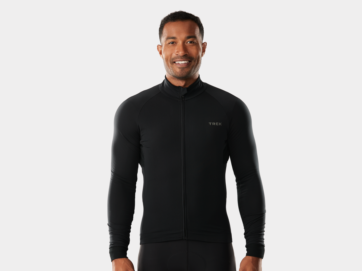 Men's Black Thermal Cycling Jersey, Cool/Cold Weather