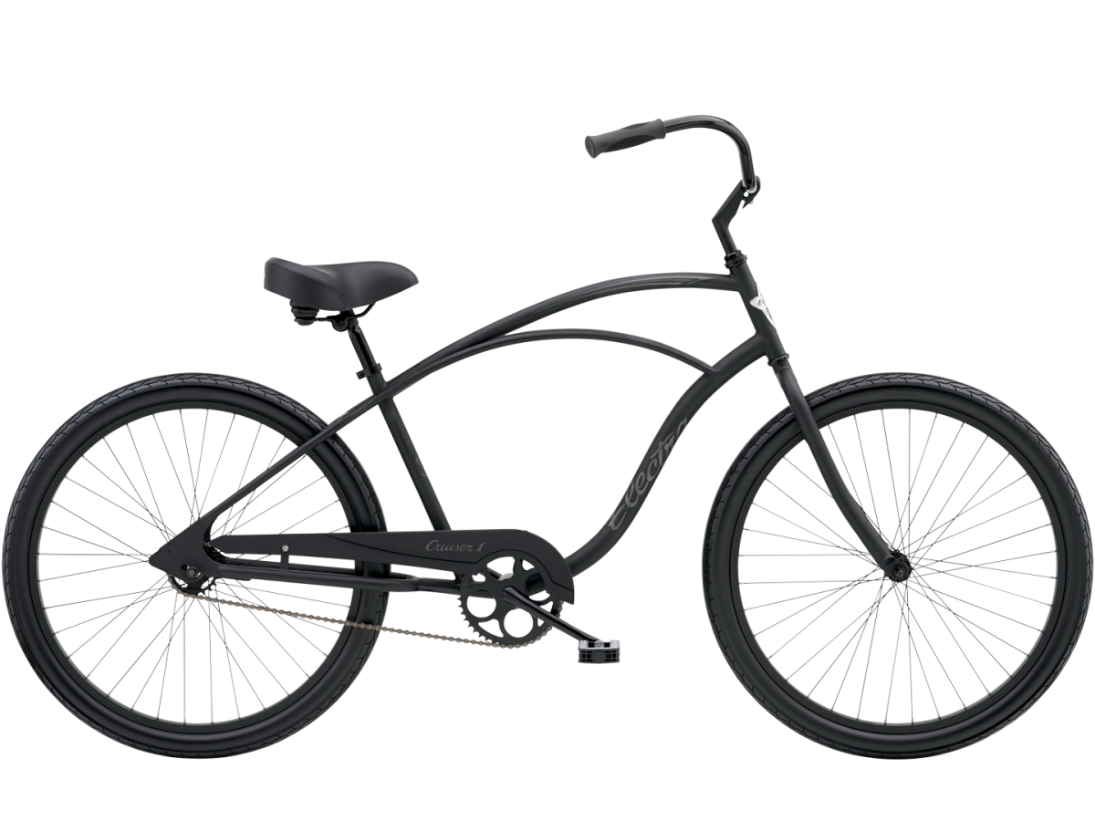 black cruiser bike with basket