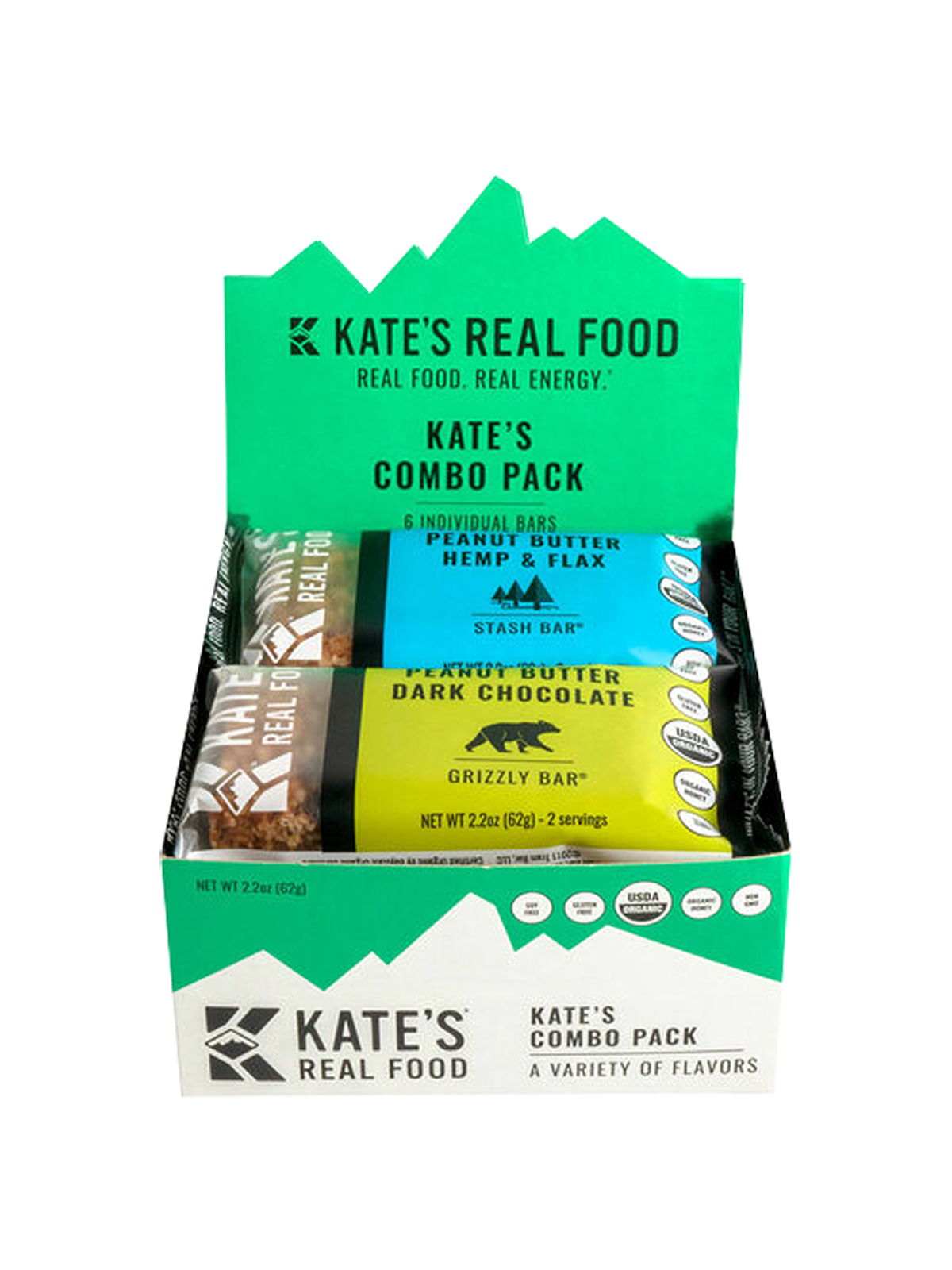 Kate's Real Food Bar, Peanut Butter Dark Chocolate - 12 pack, 2.2 oz bars