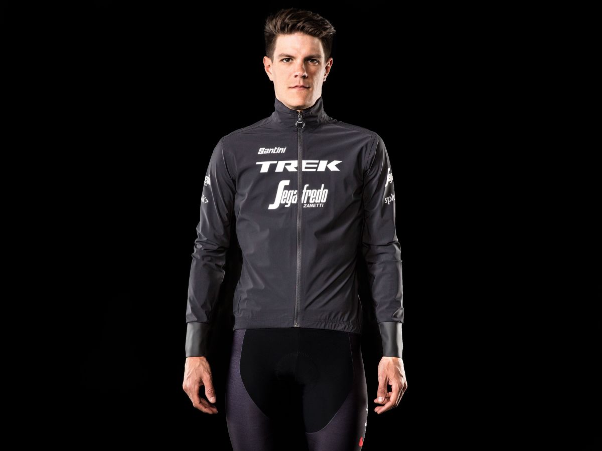 Santini Trek Segafredo Men s Team Packable Waterproof Cycling Jacket Trek Bikes IE