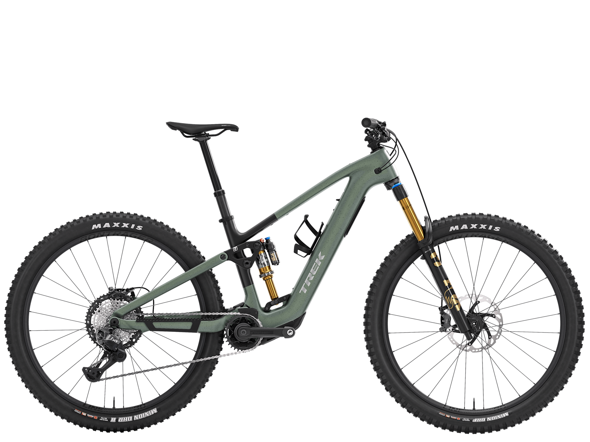 Trek Fuel+ EX 9.8 XT Di2 Gen 2 in an alternative colourway, side profile on white background
