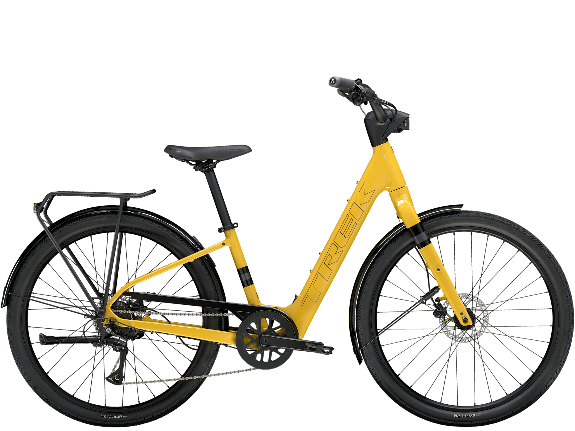 Trek Verve+ 1 LT Lowstep in an alternative colourway, side profile on white background
