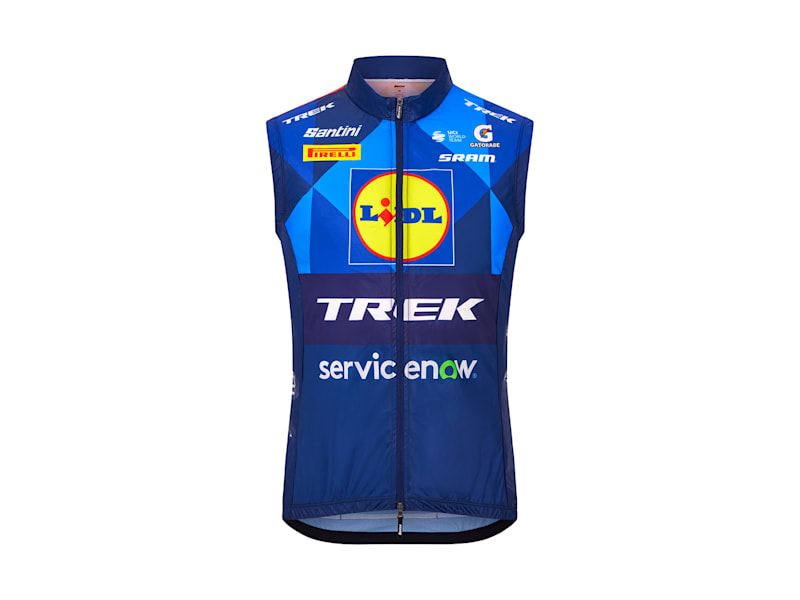Replika závodní větruodolné vesty týmu Lidl-Trek od Santini
