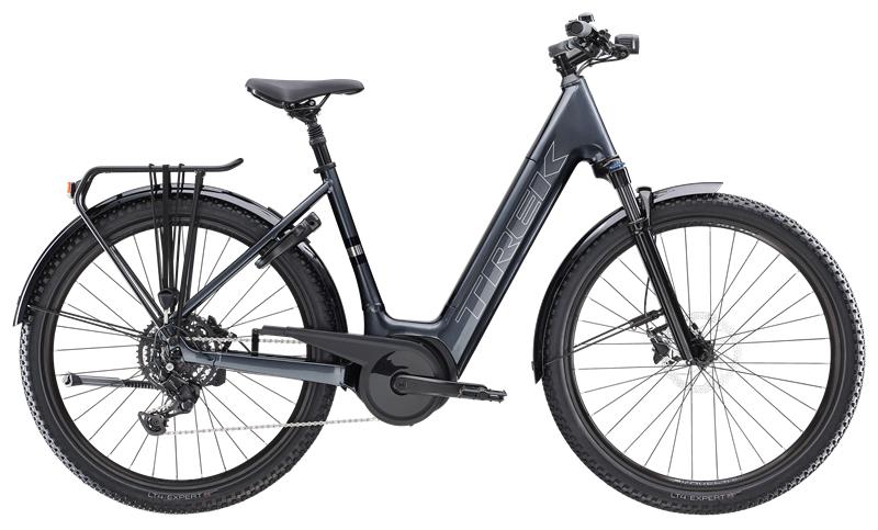 Městské elektrokolo Trek Verve+ 4 Lowstep galaktická šedá